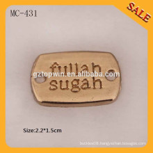 MC431 custom metal labels and tags for handbags,metal labels machine